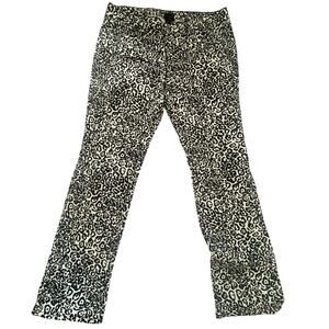 Ann Taylor Modern Leopard Print Pants Womens Size 12 Black Ivory Stretch